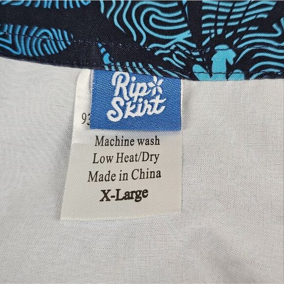 Rip Skirt XL Hibiscus Blue Wrap Beach Coastal Vacation Cover Up Hawaii Tear Away - Picture 2 of 5